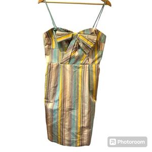 Moulinette Soeurs Anthropologie Striped Bow‎  Pocket Strapless Dress Size 6